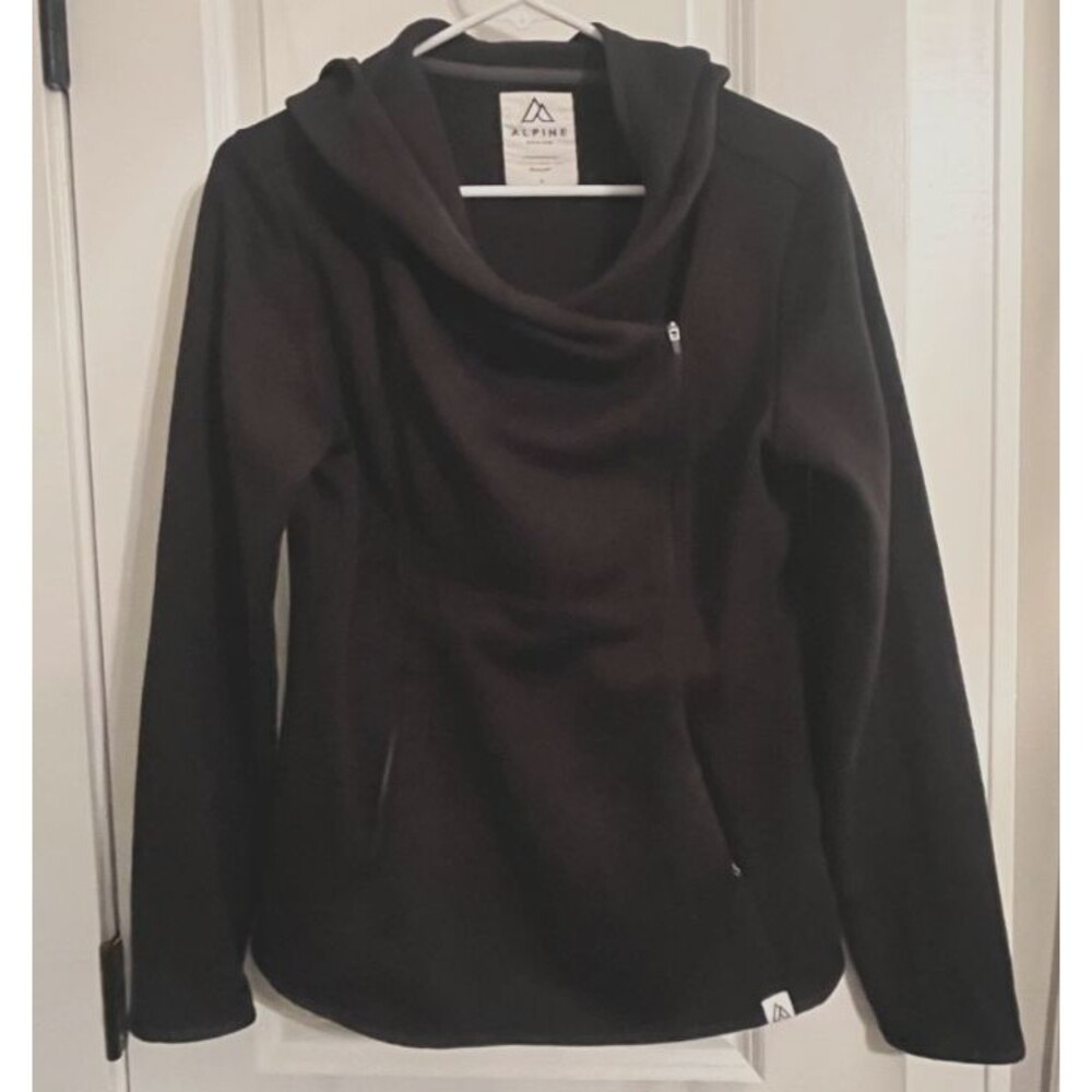 Alpine Design Black Hooded Side Zipper Front Double Center Pocket Hoodie Small